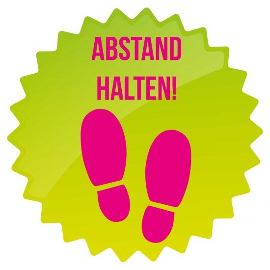 Corona Covid19 Abstand einhalten, Aufkleber mit individuellen Farben Abstand halten Fussbodenaufkleber, versicherungszertifiziert von SALEAUFKLEBER.com
