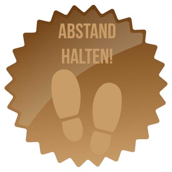 Corona Covid19 Abstand einhalten, Aufkleber mit individuellen Farben Abstand halten Fussbodenaufkleber, versicherungszertifiziert von SALEAUFKLEBER.com