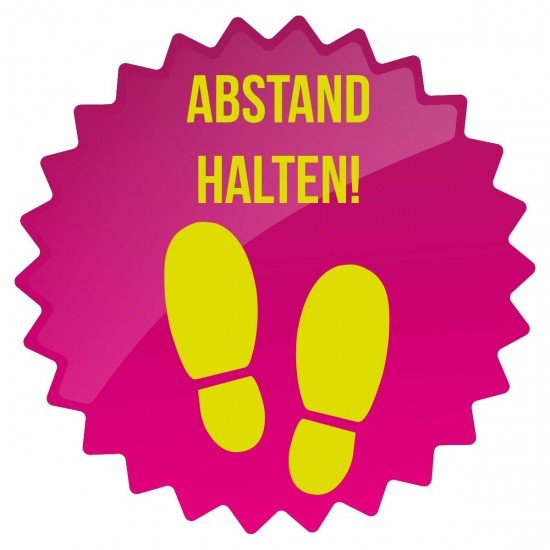 Corona Covid19 Abstand einhalten, Aufkleber mit individuellen Farben Abstand halten Fussbodenaufkleber, versicherungszertifiziert von SALEAUFKLEBER.com