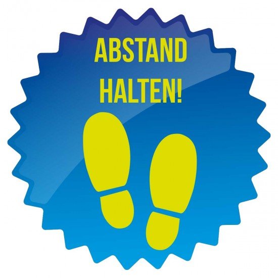 Corona Covid19 Abstand einhalten, Aufkleber mit individuellen Farben Abstand halten Fussbodenaufkleber, versicherungszertifiziert von SALEAUFKLEBER.com