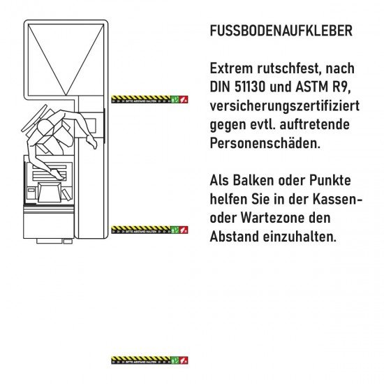 Abstand Wartemarkierung standard Fussbodenaufkleber Abstand Wartemarkierung standard Fussbodenaufkleber