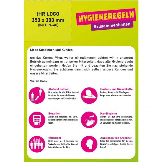 Hygiene Regeln - Poster/Aufkleber Hygiene Regeln - Poster/Aufkleber