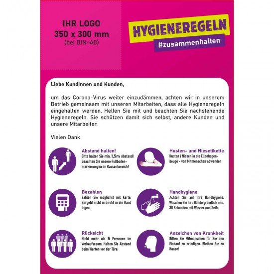 Hygiene Regeln - Poster/Aufkleber Hygiene Regeln - Poster/Aufkleber