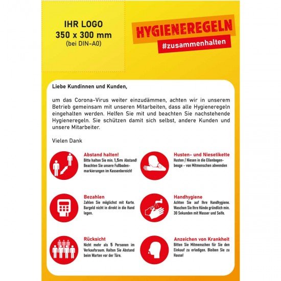 Hygiene Regeln - Poster/Aufkleber Hygiene Regeln - Poster/Aufkleber